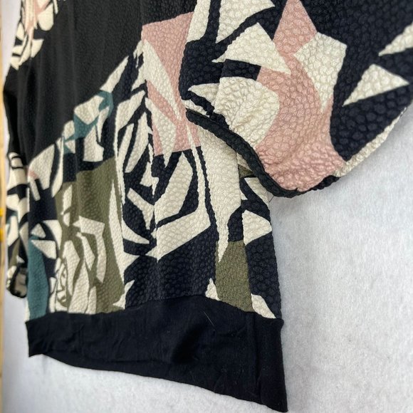 Vintage WESTON Womens XL Black Abstract Floral Multi Long Sleeve Sweater - Picture 4 of 10